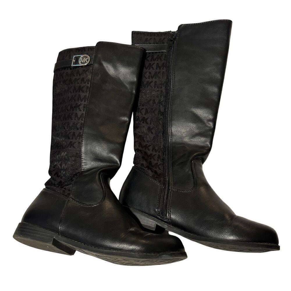 Michael Kors Logo Size 5 Black Zeppelin Riding Boot Fall Winter Closet Staple